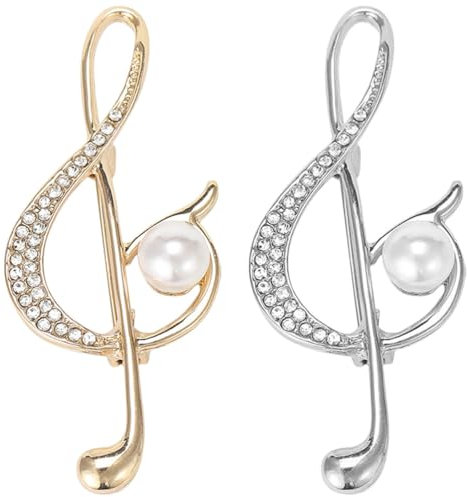 Note Brosche Set Mit Strass - Stilvolle Musikalische Accessoires FüR Damen Kreative Noten Pins FüR Mode ErgäNzungen 2 StüCk 6Cm
