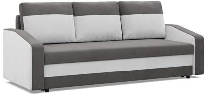 Mebligo - Orion Convertible Sofa, 3-Sitzer-Bettsofa, 220 x 92 x 85 cm, Perfektes Wohnzimmer-Convertible, grau und weiß