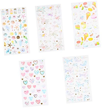 DRESSOOS 5blätter Cartoon Diy Aufkleber Sammelalbum Dekorative Glitzernde Muster Aufkleber Für Scrapbook Telefon Fall Notizbuch Junge Mädchen Basteln