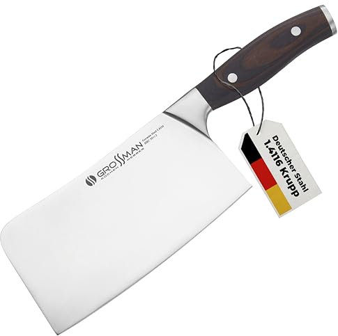 GROSSMAN® 165WD | Hackmesser 28,0 cm | Ultrascharfer Küchenmesser | Deutschem Edelstahl Klinge 16,3 cm | mit Ergonomischen Griff 11,7 cm (389 Gramm)