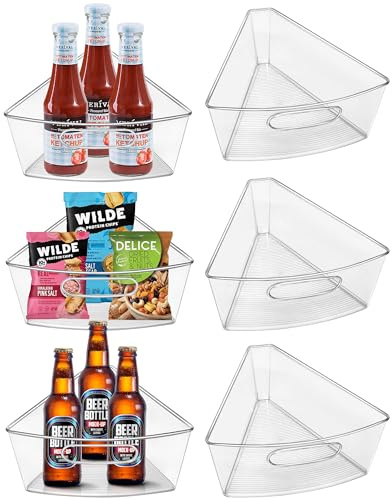 JOWBOOW Lazy Susan Organizer für Eckschränke mit 71,1 cm - 73,7 cm Durchmesser, 6 Stück, transparenter Kunststoffschrank und Speisekammer-Aufbewahrungsbehälter, 1/8 Keil, lebensmittelecht, BPA-frei