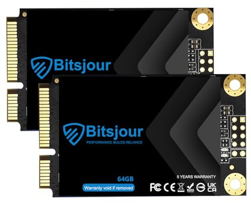 Bitsjour Lot de 2 paquets de 64 Go mSATA SSD SATA III 6 Gbits/s Simple côté 3D TLC NAND Mini unité à état solide interne pour Ultrabook Desktop PC Laptop