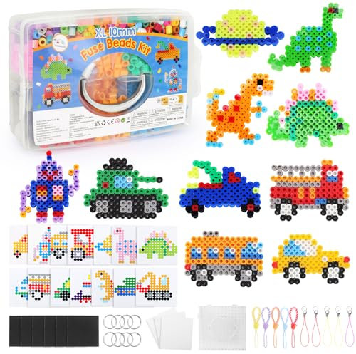 TGTT 10mm Bügelperlen Set, 1500 Stück Steckperlen mit Aufbewahrungsbox, Bügelperlen Platten, Benutzerführung, DIY Gestalten von Schmuck, Kreatives Perlenset zum Basteln Handwerk für Kinder ab 3 Jahren