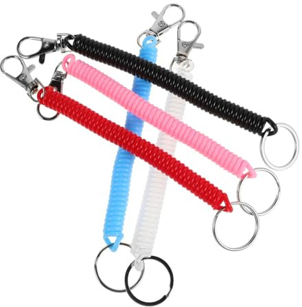 Supvox 5stücke Elastisches Schlüsselband Mit Spiralfeder Einziehbarer Bungee Schlüsselanhänger Haltegurt Zum Verhindern Von Verlust Passend Für Schlüssel Hüllen Und
