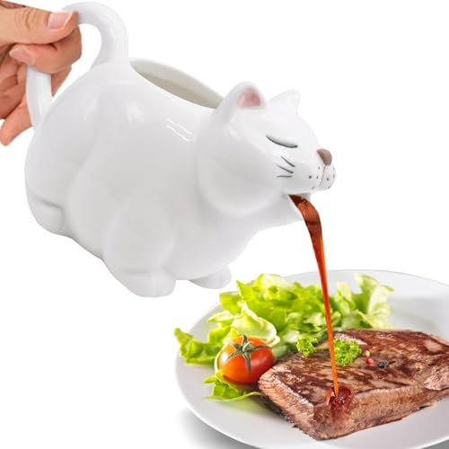 Ceramic Gravy Boat, Perfect for Serving Jars of Gravy or Cream for Thanksgiving, Halloween, Christmas (450ML-16oz ）