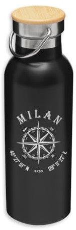 Milan Italy Coordinates Travel City - Botella aislada, botella ecológica, termo al vacío
