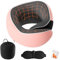 Lavlola Nackenkissen Flugzeug, Reisekissen Auto aus Memory Foam, Verstellbares Nackenhörnchen Nackenkissen Reise mit Ohrstöpseln, Augenmaske (Rosa)