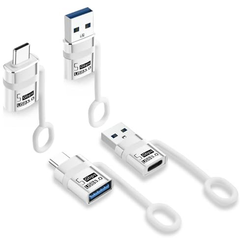 ELUTENG Adattatore USB C a USB A OTG 5Gbps 4 Pezzi Adattatore Tipo A a Tipo C Ricarica Rapida Data SYNC Compatibile con iPhone 17 16 15 PRO Max Air MacBook Air iPad Galaxy S25 S24 Ultra MacBook iPad