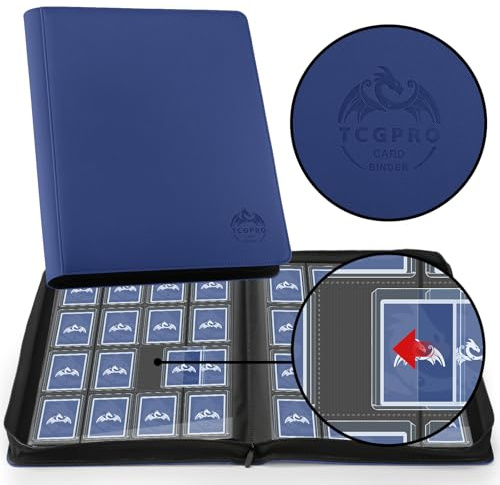 TCGPRO 16 Pocket Toploader Binder, für 640 3x4 Sammelkarten mit Hüllen, Toploader Album 20 doppelseitige Seiten, kompatibel mit Trading Card, Sportskarten etc. Dunkelblau