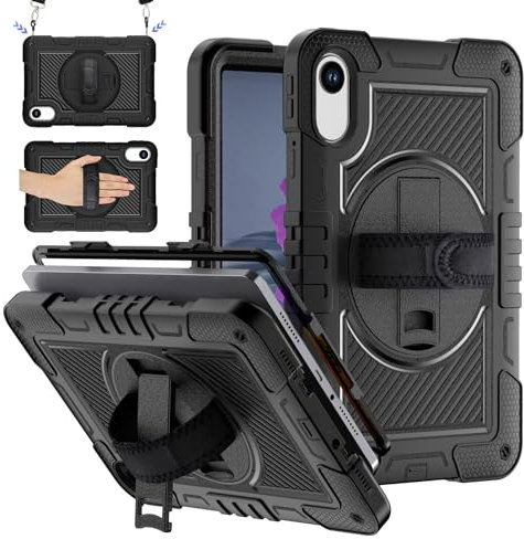 zZjoOoj Funda Compatible con Xiaomi Redmi Pad 2 WiFi HyperOS 11‘’ 2025 Tablet,Correa de Mano,Hombro,360 Grados Antigolpes Capa Doble Carcasa para Redmi Pad 2 -Negro