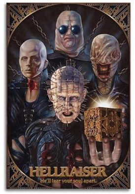 Hellraiser 1987 Horror-Film-Poster, Wandkunst, Leinwand, ästhetische Musik- und Filmdekoration, Wohnzimmer, Schlafzimmer, 30 x 45 cm, ungerahmter Stil
