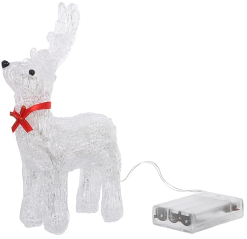 Amosfun Led Rentier Weihnachtsfigur Kleine Beleuchtete Plastik REH Deko Für Festliche Tischdekoration Innenbereich Batteriebetrieben Ohne Batterien