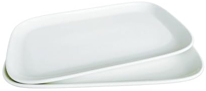 Provance 2er Set 35cm x 20,5 cm Tablett Serviertablett Keramik Porzellan Weiß - Servierplatte Groß Kuchenplatte Rechteckig für Antipasti, Dessert, Kuchen, Sushi, Salat, Porzellanteller