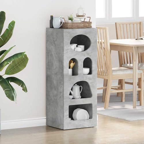 Mandloder Sideboard Beton Grau, 40x35x100,5 cm Holzwerkstoff, Modernes Buffet Schrank mit Stauraum für Wohnzimmer, Esszimmer, Langlebig