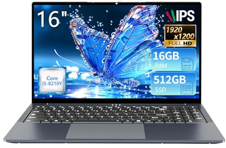 KeeUiU 16 Notebook Core i5 8210Y (fino a 3.6 GHz) 16GB RAM 512GB SSD Laptop Display IPS Tastiera Numerica Retroilluminata RJ45 USB 3.0 HDMI BT 5.0 – PC Portatile per Multitasking e Mobilità