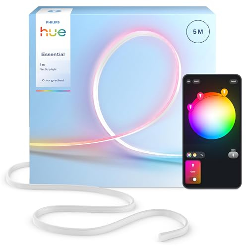 Hue Essential 5-Meter-LED-Flex-Lightstrip, RGBIC, lebendige Farben, flexible Innenbeleuchtung, einfache Installation, App- und Sprachsteuerung, kompatibel mit Alexa, Google Assistant und Apple Home