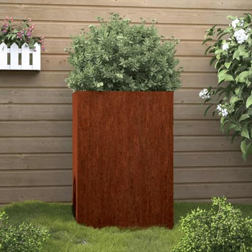 Cortenstahl Pflanzkübel 52x48x75 cm Wetterfester Stahlkübel für Garten Terrasse Balkon Hochbeet mit Stahlrahmen Langlebig Dekorativ Rostig