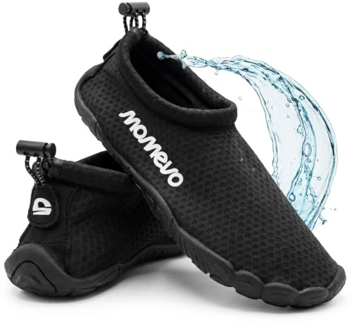 MOMEVO® WaterMates Chaussures Aquatiques Bout Large, Noir, 45 EU