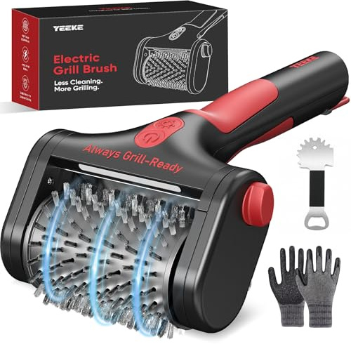 Brosse Barbecue Électrique, Anti-Chaleur Entraînement Direct sans Engrenage | Rechargeable, Batterie 4000 mAh, Étanche, LED Intégrée, Tête Inox 304, Brosse Barbecue Nettoyage, Idéale Camping Jardin