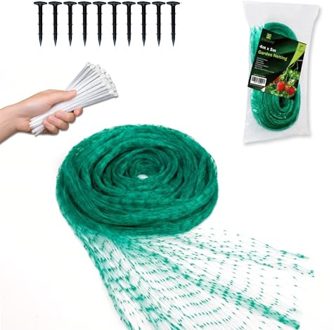 Straame Garden Netting, Plant, Seeds, Fruit and Ponds Protection, Anti Bird Protection Net, Versatile Fine Mesh for Outdoor Plants and Grass Seeding, Wildlife Friendly Net (1, 4m x 5m)