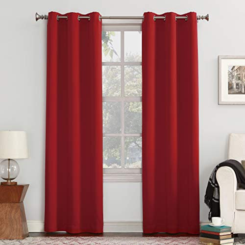 SUN ZERO Easton Vorhang mit Ösen, energiesparend, 101,6 x 213,4 cm, Rot