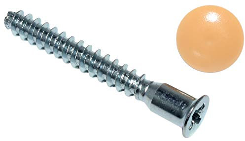 Hettich Verbindungsschrauben DIREKTA 2 mit Abdeckkappen in beige, Maße 6,3 x 50 mm, Stahl verzinkt, 16 Stück, 9100051