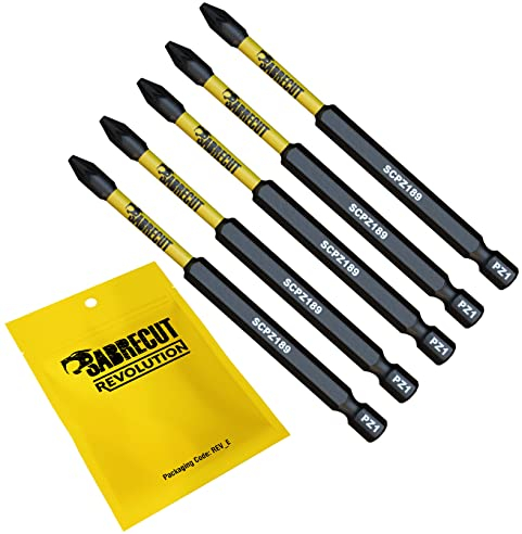 5 x SabreCut SCPZ189_5 89mm PZ1 Magnetic Impact Screwdriver Driver Bits Set Pozi Pozidriv Heavy Duty