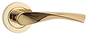 Nx Manetas Interior, Juego de manillas para Puerta de Paso con Roseta D.50 mm, Aluminio Dorado, 50mm