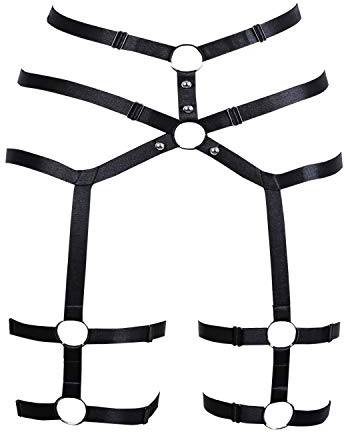 Strumpfband Bein Gürtel Geschirr Bein Rave Oberschenkel Strumpfband Harness Strappy Strumpfgürtel für Frauen - Schwarz - Einheitsgröße