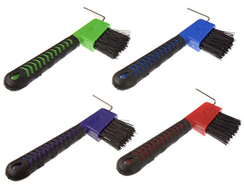 BOTH WINNERS 4Pcs Horse Hoof Pick Brushes, with Soft Touch Rubber Handle