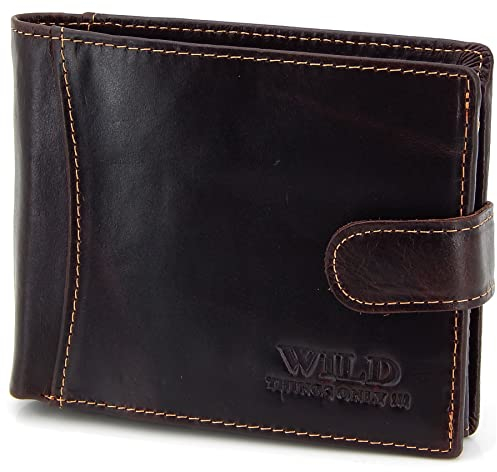 ekavale Herren Leder Geldbeutel mit Münzfach – RFID/NFC Schutz Geldbörse, Portemonnaie, Wallet für Männer (Braun)