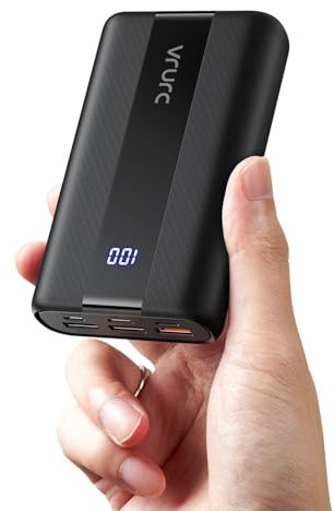 VRURC Batterie Externe 20000mAh Mini Power Bank Charge Rapide 22.5W USB C Batterie Portable avec 3 Ports USB Sortie et LED Display pour iPhone Huawei Xiaomi etc