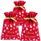 SAKETOS | 3 St. Weihnachtstüte Geschenkbeutel, Weihnachten Geschenk Beutel mit Kordelzug I 40 x 56 cm – Rot