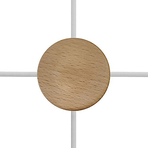 Holz Verteilerdose Retro Aufputz elektrische Abzweigdose nostalgische Wanddose | Abmessungen: Ø100 mm - h28 mm mit 4 Ausgängen