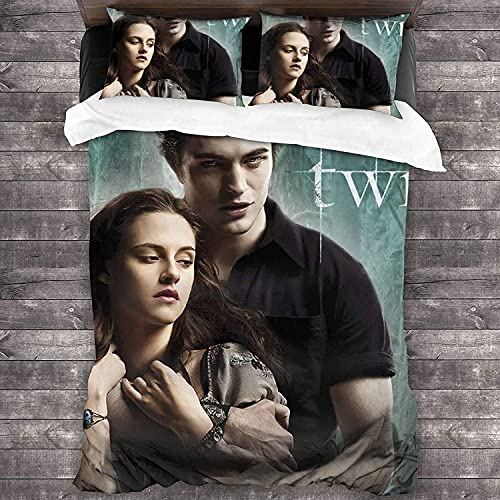 ANSSON Twilight Bettwäsche Horrorfilm Bettbezüge & 2 Kissenbezug Mikrofaser The Twilight Saga Bettwäsche-Sets Vampire Edward Cullen (135x200cm+80x80cmx2, Twilight2)
