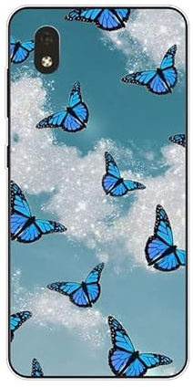KARTXITAI Hülle Kompatibel mit ZTE Blade A3 (2020), Stoßfeste Schutzhülle mit Weiche Silikon Bumper Case Handyhülle Anti-Kratzt Transparent Rückseite - Blauer Schmetterling