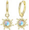 Adramata Damen Ohrringe Silber 925 Hängend Mondstein Tropfen Hängend Ohrringe Sonne Ohrringe Creolen Silber 925 Modische Creolen mit Anhänger Ohrhänger Baumeln Ohrringe Gold Silber Creolen für Damen