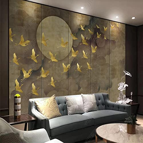 Japanische Vintage Gold Blume und Vogel Kunst Bild Tapete Home Decor 3D Wandbild Schlafzimmer Tapete TV Wandbild Tapete Wanddekoration fototapete 3d Vlies wandbild Schlafzimmer-350cm×256cm