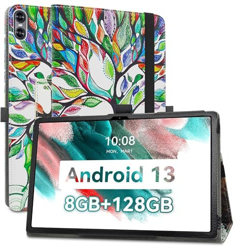 MAMA MOUTH Compatible con UMIDIGI A13 Funda,Soporte Cuero con Slim PU Funda Caso Case para UMIDIGI A13 Tab/DOOGEE T10 Plus 10.5 Inch Tableta,Love Tree