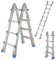 TOPWAY Aluminium Telescopic Multi Purpose Foldable Combination Step Ladder System 4 Steps RUNGS, 3.8 Metres Extension Ladder with Non-slip Steps 338472
