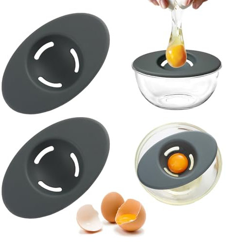 2PCS Silicone Egg Separators, Food-Silicone gg Yolk White Filter, 3-Slit Egg White Separator from Yolk, Egg Divider for Kitchen Gadget Cooking/Baker Tool, Black