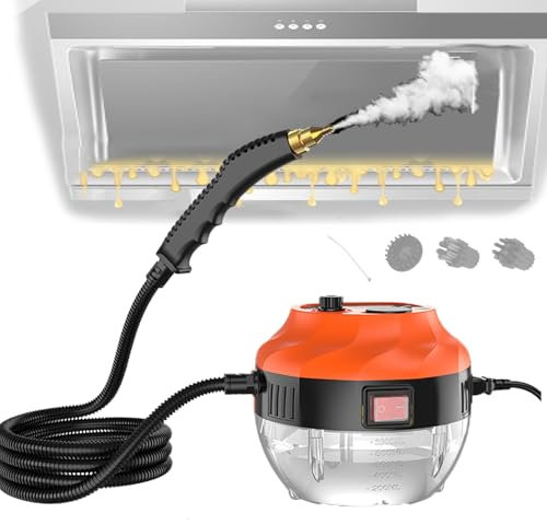 Limpiador A Vapor Portátil De 1000Ml,Vaporizador De 105°,Potencia De 3800W,Con 6 Velocidades Ajustables,Limpiador A Vapor De Mano Con Boquilla,Cabezal De Cepillo,Para Uso Doméstico,Orange