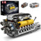 Mould King 10202 Technik V12 Motorbausatz Spielzeug, MOC V12 Engine mit Batterie Klemmbausteine Bausatz Geschenk für Erwachsene (1260 PCS)