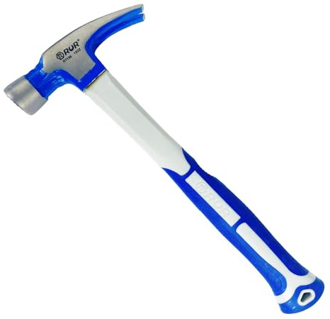 HUANG CHANG Martillo de acero con mango ergonómico de goma, negro, 30 cm, 500 g, martillo universal para trabajos de construcción y renovación