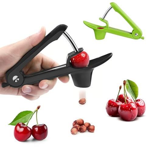 Shwdsy 2 Piezas Deshuesador De Cerezas, Acero Inoxidable Para Quitar Los Huesos De Cerezas Y Membrillos, Verde Y Negro