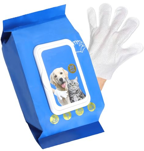 HENGBIRD 20 Stück Feuchttücher Hund & Katze,Reinigungshandschuhe für Hunde, Doppelseitige Feuchte Waschhandschuhe, Pet Glove Wipes, Hunde Feuchttücher und Katze, Ideal für Reise & Tägliche Tierpflege