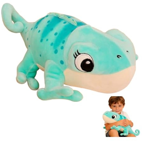 Xiyocadt Chamäleon-Plüschtier, Eidechsen-Plüschtier, mit Lebensechten Details, Geeignet für Kinder und Erwachsene zum Kuscheln und Spielen (30 cm, Blau)