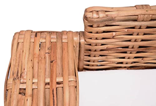 KKgypkn Rattan Gartensofa für Terrasse, 3-Sitzer Gartensofa mit abnehmbaren Bezügen und Polstern sowie Kissen aus natürlichem Rattan mit Holzrahmen