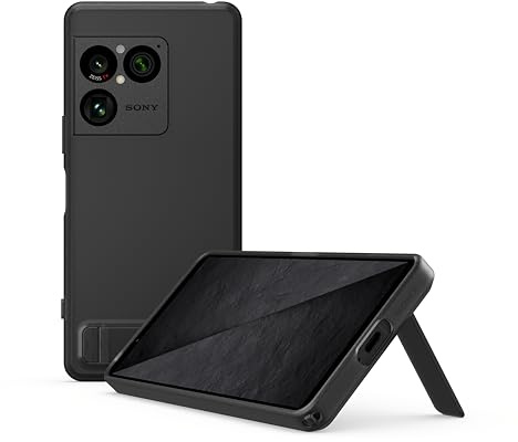 Sony - Stilvolle Hülle mit Standfuß für das Xperia 1 VIII, Handyhülle mit Antibakteriellem Material, Graphit-Schwarz