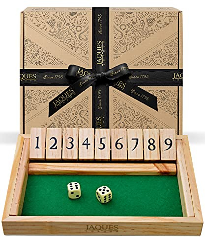 Jaques of London Shut the Box Board Game | Deluxe 9 Numbers Dice Games for Kids | Single Player Board Games for Adults and Children